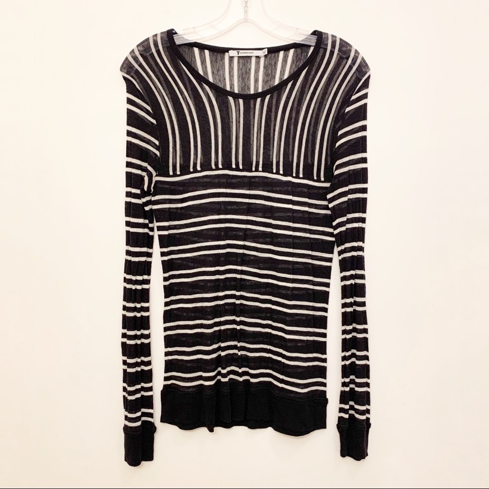 T ALEXANDER WANG STRIPE LONG SLEEVE KNIT TOP